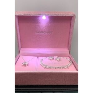 Danecraft Silver Plated Cubic Zirconia Jewelry Set Necklace Bracelet Earrings